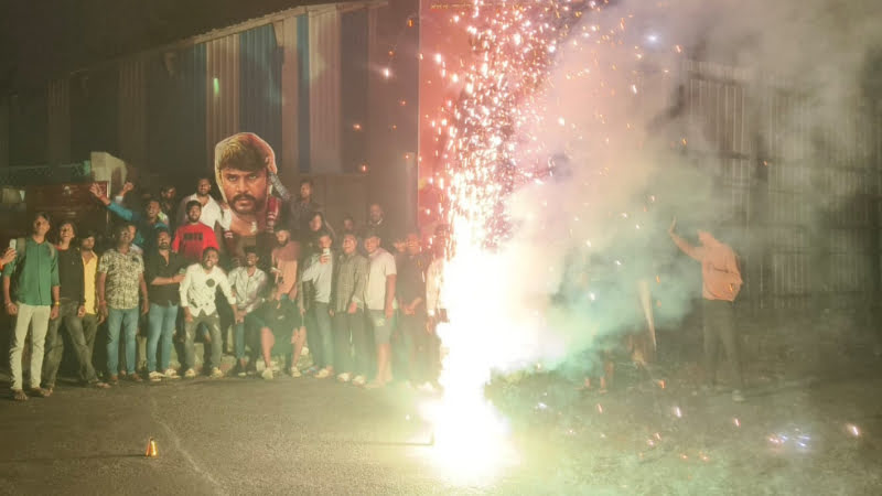 Firecrackers were set off by the fans