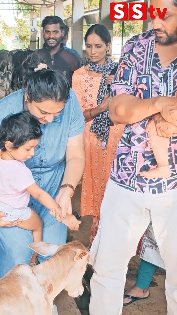Dhruva spent time with cows at a cowshed in Bengaluru
