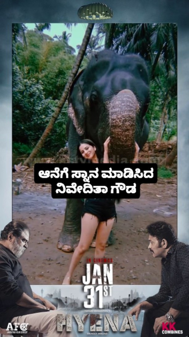Nivedita Gowda bathes an elephant