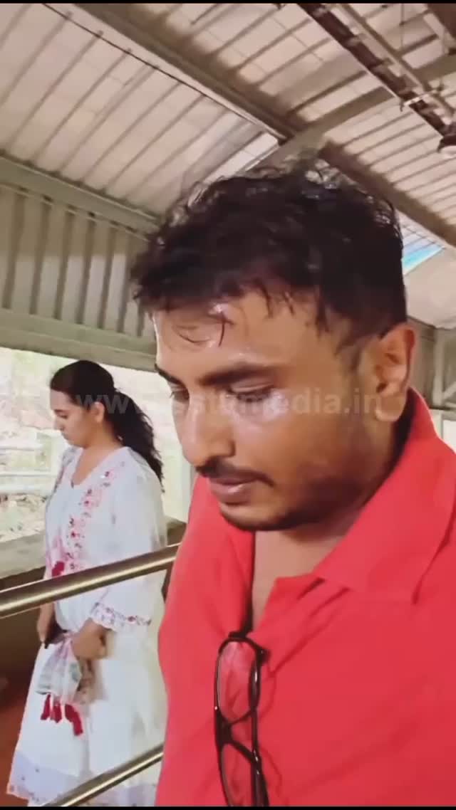 Tired Amulya's husband Jagadish climbs the steps of Tirupati