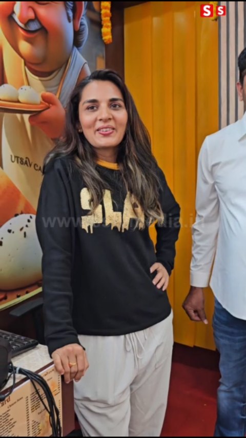 Actress Sindhu Loknath arrives for the inauguration of Utsav Cafe