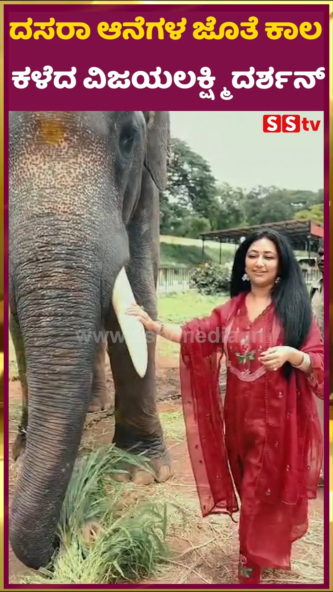 Vijayalakshmi Darshan spent time with the elephants during Dussehra