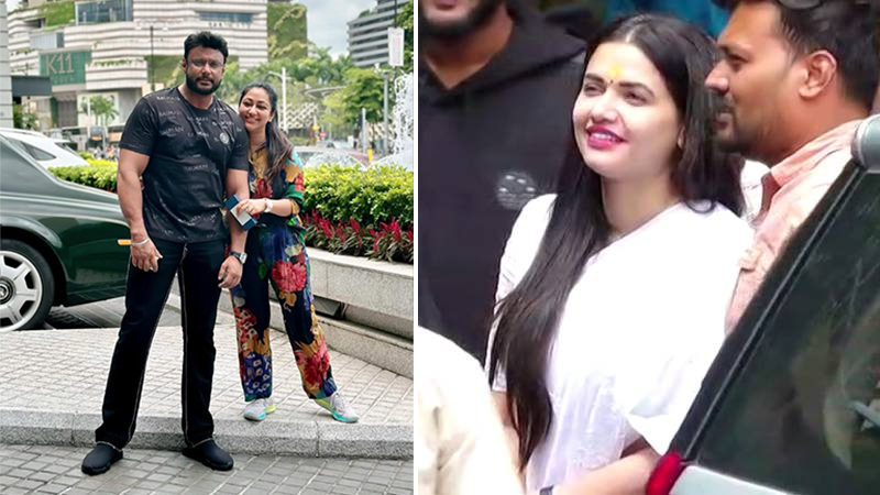 Pavitra in a white saree look after Darshan's wedding anniversary; What's behind Pavitra Gowda's court look? Pavitra in a white saree look after Darshan's wedding anniversary