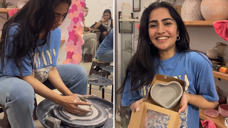 Rukmini Vasanth makes a hand-made pot